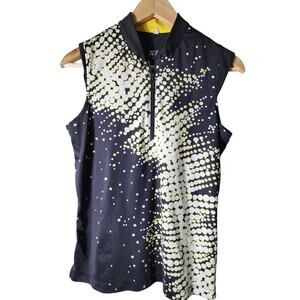 TAIL Black Gold Bling Splash Design Active Outdoor Golf Sleeveless Top SZ S